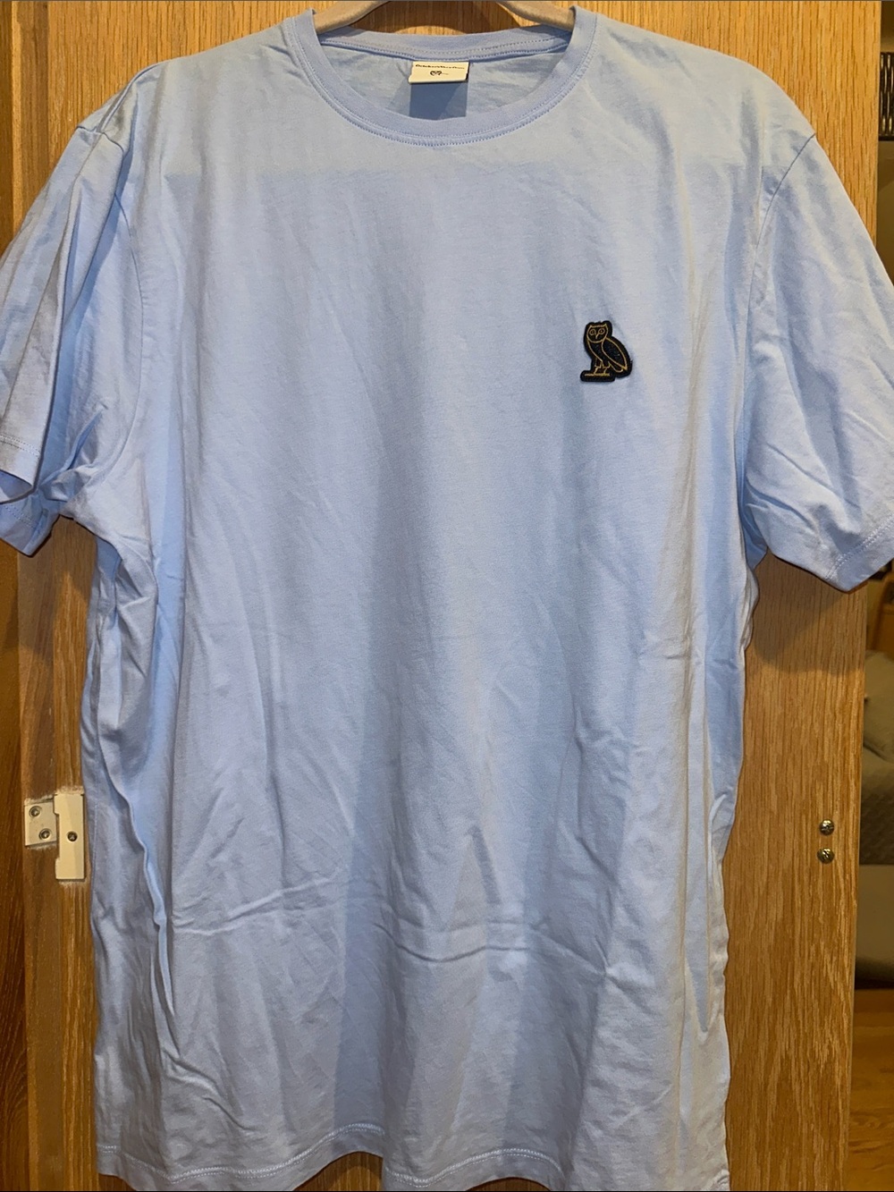 OVO Light Blue Men’s T-Shirt with Owl Logo